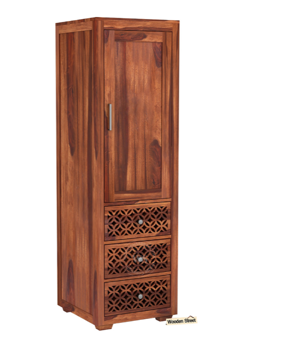 Cambrey 1 Door Wardrobe with 3 Drawers – Honey Finish